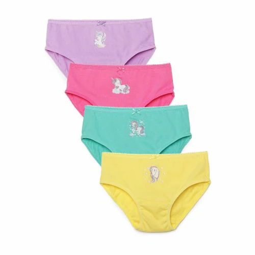 CHARM N CHERISH Girl's Cotton Panty (Pack of 4) Unicorn Printed Panties-Baby Girl Underwear-Comfortable Underpants for Girls