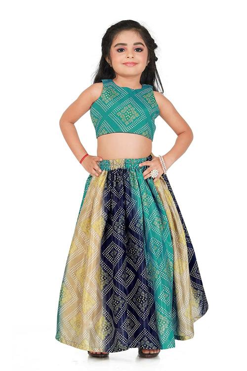 Noyyal Girls Georgette Bandhani Lehenga Choli, 9 Years-10 Years