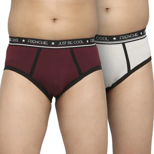 Frenchie U19 Cotton Brief Underwear for Boys | Daily Wear Underwear for Teenage Boys | Cotton Shorts for Teenagers | Boys Trunk | Comfortable Underpants, Hipsters Knickers For Boys Pack of 2 (Wine & Light Grey)
