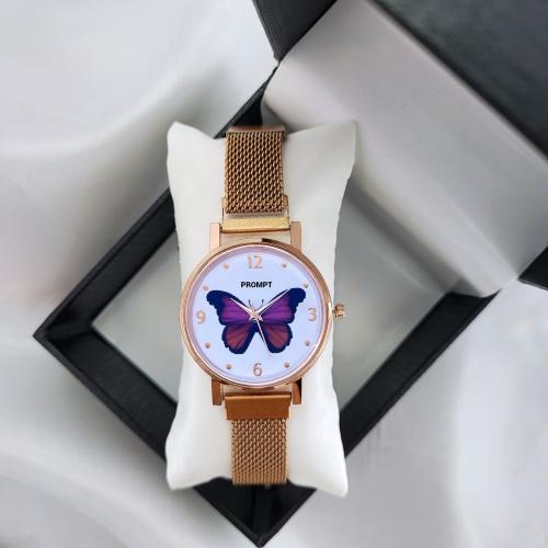 PROMPT Golden Color Chain Strap Butterfly Dial Digital Watch For Girls & Women's