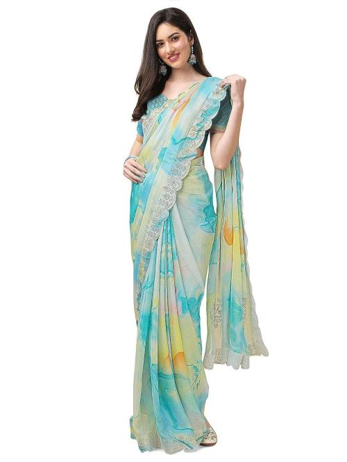 Rajeshwar Fashion Women Light Blue Saree