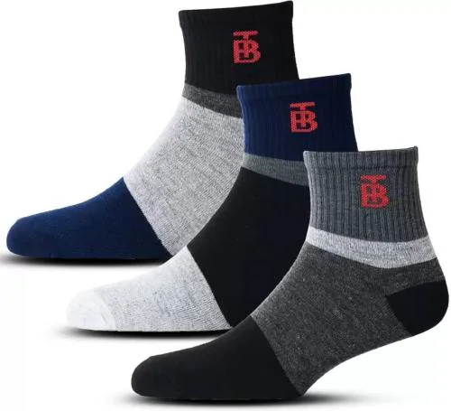 SWAG SOX Men's Pure Cotton 3 Ankle Length Socks Multicolor