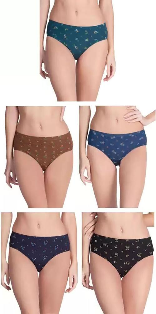Cavenders Multicolor Printed Cotton Blend Pack of 5 Womens Hipster Panties