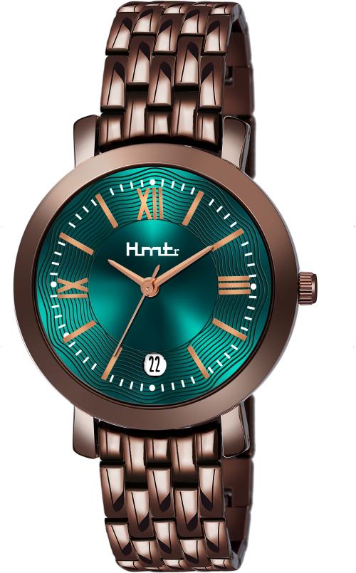 Hmtr Analog Green Dial Brown Strap Watch For Girls (Hmtr-8089-Dark Green)