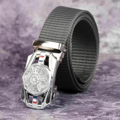 LUXURY LEATHER Men & Women Casual, Evening, Party Grey & Silver Nylon Belt-38