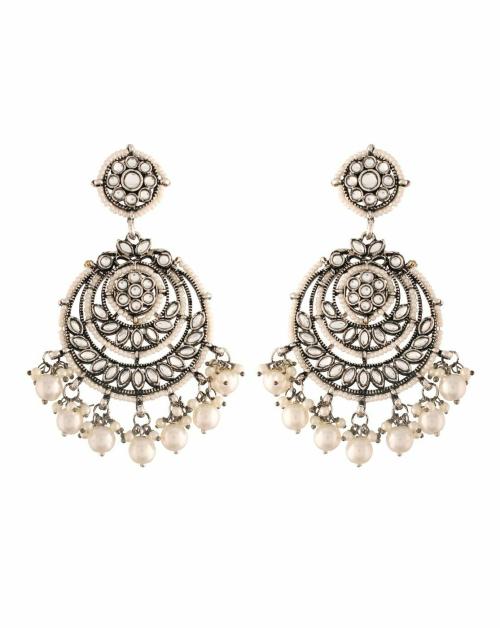 I Jewels Silver Chanbali Earrings for Women