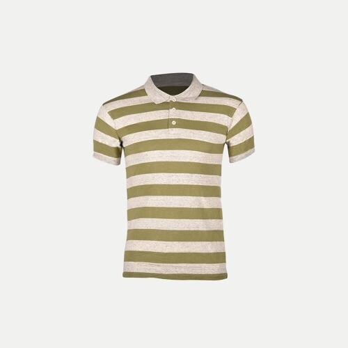 Rad Prix Mens Apple Green Fashion Striped Cotton Polo T-shirt