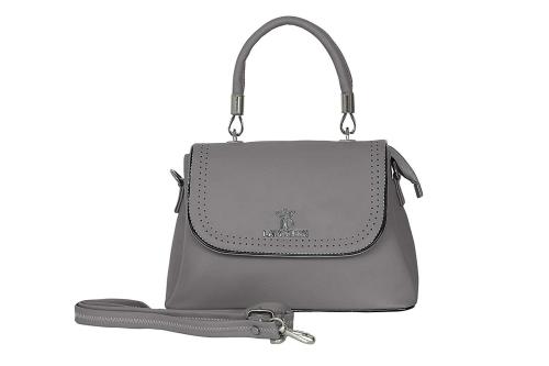 LADY QUEEN Grey PU Leather Women and Girls Handbag (LQ-0004G)