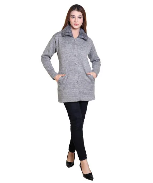 DRIPFIT Self-Design Women's Cardigan: Perfect Winter Wear Sweater_Grey