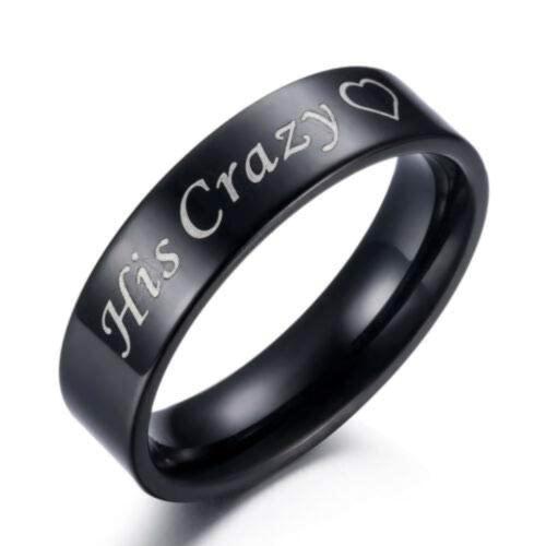 Buy Kairangi by Yellow Chimes Black Stainless Steel His Crazy Heart Engraved Band Rings For