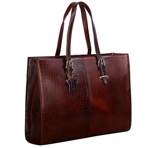 RICHSIGN Leather Accessories Full-Grain Natural Cro Leather Ladies Handbag
