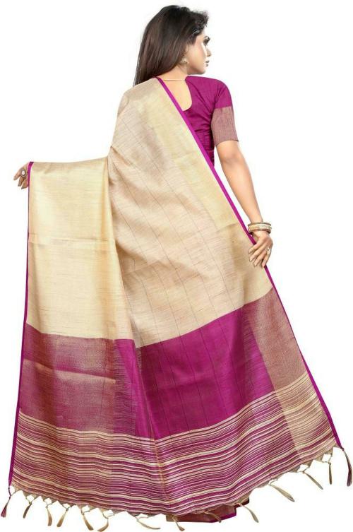 Pandadi Saree Women Beige Woven Tussar Silk Kerala Saree