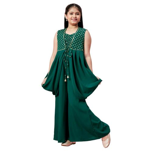 Stylobug Girls Green Polyester Kurti And Palazzo Set (15 Years-16 Years)