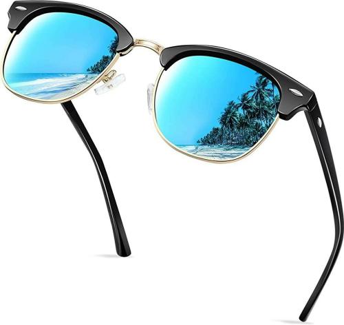 Dark Wost Black Acetate Mirrored UV Protection Clubmaster Sunglasses for Men and Women (Free Size)