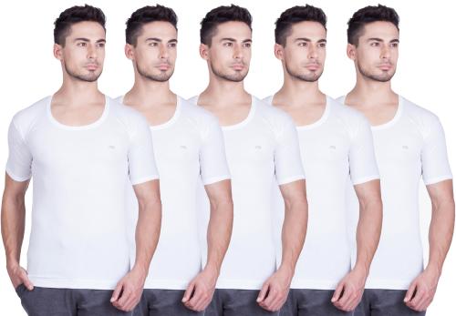 Lux Cozi White Solid Pure Cotton Pack of 5 Vest