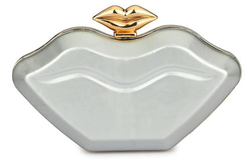 Tooba Handicraft Grey Girls Designer Clutch Bag With Chain Strap