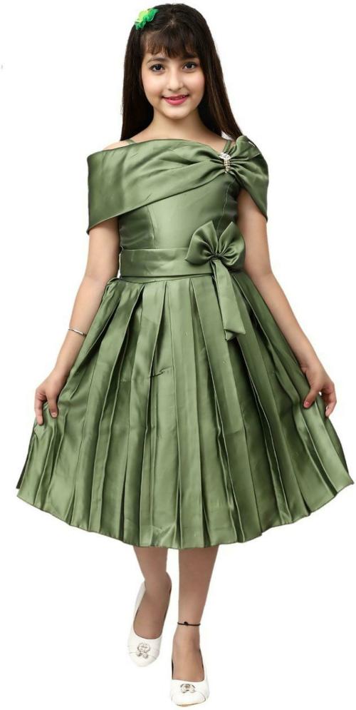 Roshni Garments Girls MEHENDI Silk Blend Maxi Dress ( 4 - 5 Years)