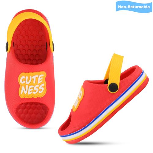 SMARTOTS Kids Stylised Comformtable Lightweight CuteNess Typographic Red Casual Clogs for 15 Months to 3.5 Years Boys/Girls/Toddler/Infant/Babies