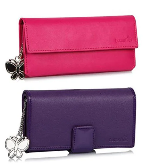 Butterflies Womens Purple Wallet (Bns C058)