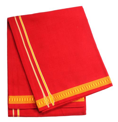 Hornbill Enterprises 100% Cotton Men's Single Dhoti -2 Mtrs / Mundus/Lungi Line Border Set 1