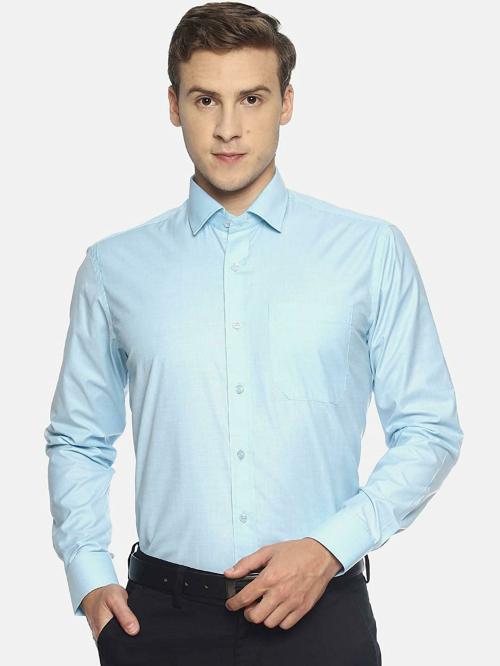 OBOW Men Blue Solid Polycotton Formal Shirt (38)