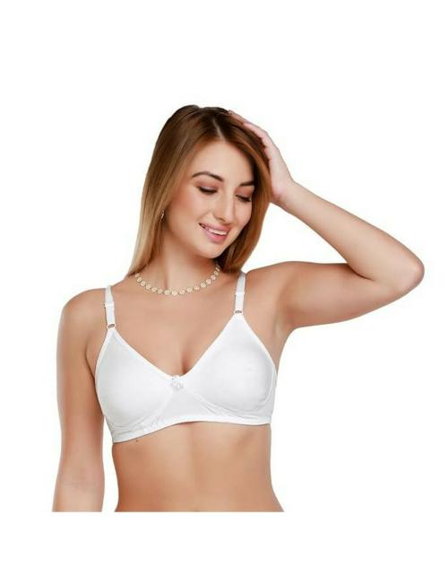 DAISY DEE Women's Girls Cotton Non-Padded Wirefree Seamless Full Coverage Comfortfit Regular Use T-Shirt Bra - (White, 34C)
