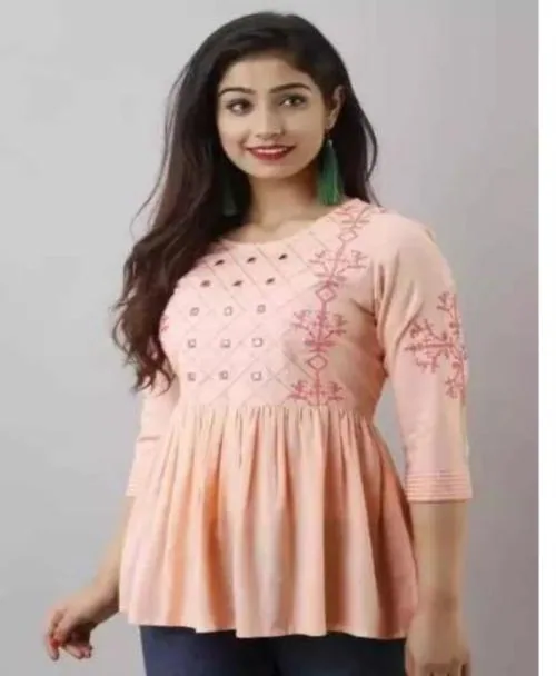 SK Textiles Fancy Designer Women Tops & Tunics, Pink-XS,Tops-76