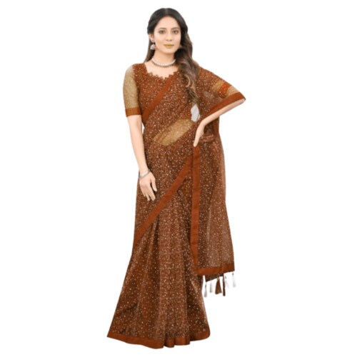 Florinest Fashion Women's Marble Saree in Net Fabric with Blouse Piece