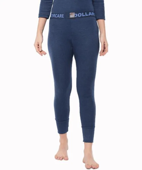 DOLLAR Women Blue Solid Fleece Thermal Pants