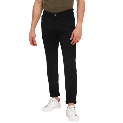 RED CHIEF Slim Fit Cotton Poly Spandex Z.Black Solid Casual Denim Jeans for Men