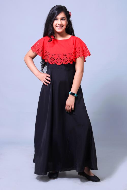 stuffie land red cape maxi dress