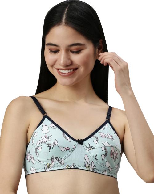 Kryptic Women's Aqua Printed Cotton Bra