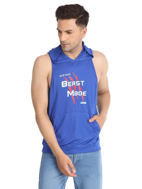 Men's Regular Loose Fit Sleeveless Sando Lycra Cotton Blend T shirt, Gym Hoodies Vest