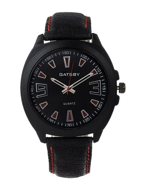 Gatsby Analog Black Dial With Black Strap Watch For Men GKBB