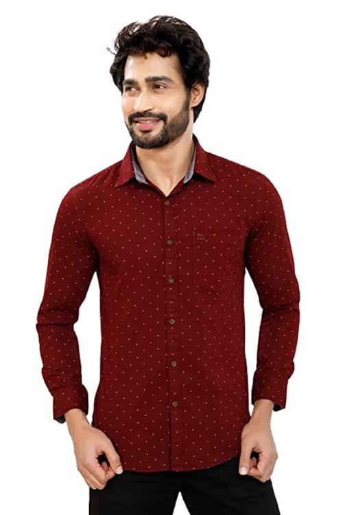 BearBerry Men's Regular Fit Full Sleeve Formal Wear Polka Dot Shirt 100% Cotton (XXL)