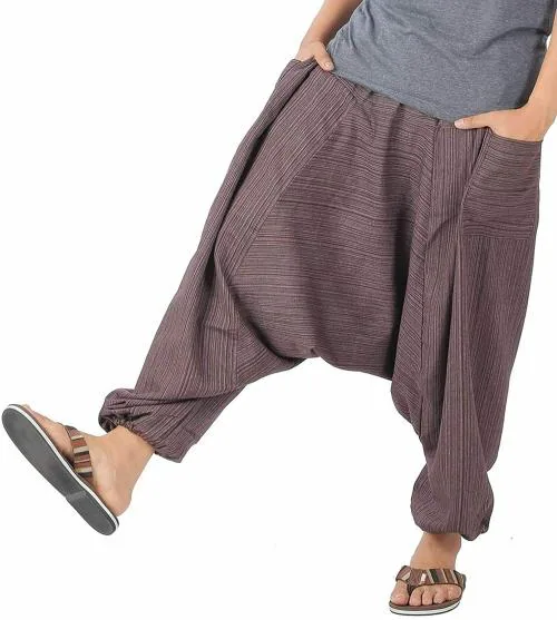 MILLION STORE Men's Loose fit Harem Pants Brown