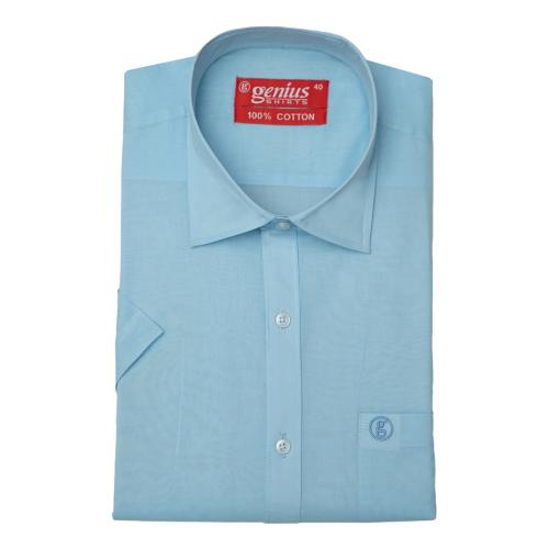 Genius Shirts 100% Cotton Solid Formal Half Sleeve Shirt for Men (38,Sky Blue)