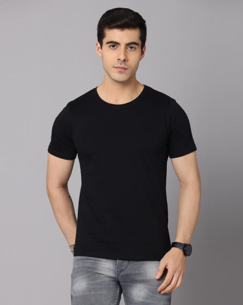 Crepeon T-Shirts for Men's - Cotton Regular Fit Round Neck Half Sleeves (Pack of 2) (M)