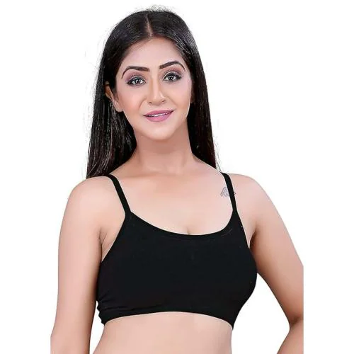 CLOTERI Seamless 6 Strap Bra with Removable Padding for Women and Girls | Wire-Free Lightly Padded Fancy Bra || 6 Straps Back Padded Bralette Bra Colour-Black