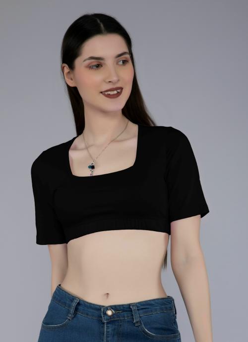 AD2CART A4234 Women Square Neck Half Sleeve Crop Top