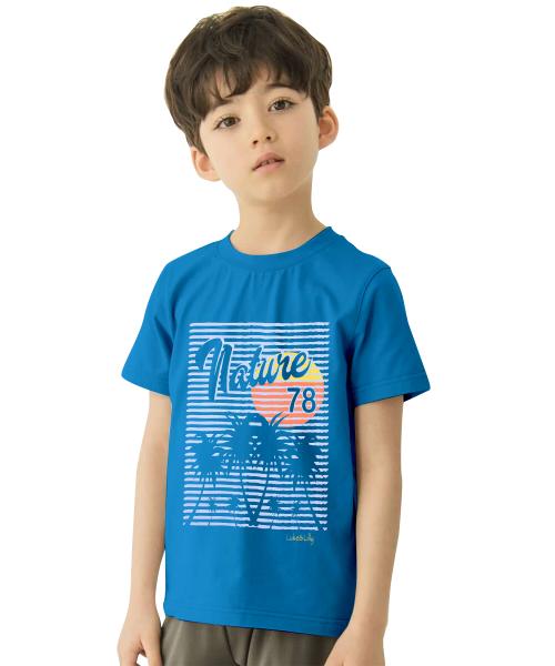 Luke and Lilly Boys Blue Printed 100% Cotton Round Neck T-shirt