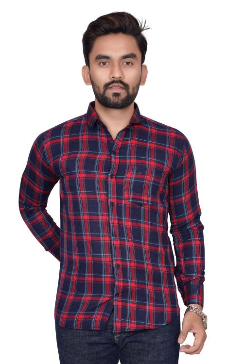 MOJILO Men's Checkered Slim Fit Cotton Casual Shirt