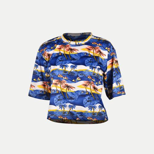 Rad Prix Women Blue Trees Digital Print Croptops