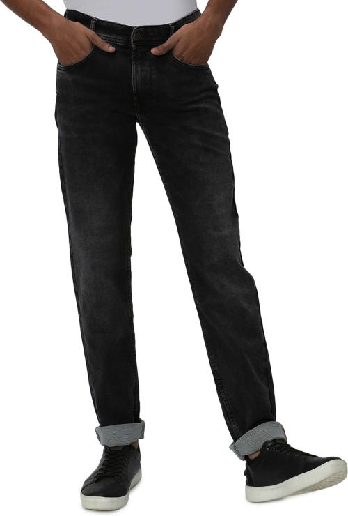 Mufti Black Straight Fit Denim Deluxe Stretch Jeans