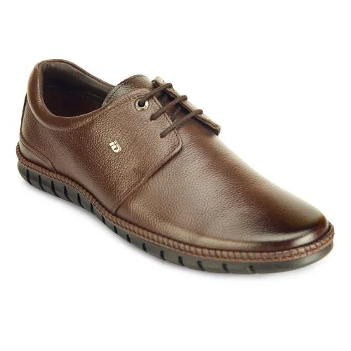 ID Men's Brown Lace-Up Leather Formal Shoes