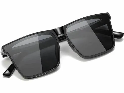 Dark Wost Black Polycarbonate UV Protection Retro Square Sunglasses for Men and Women (S)