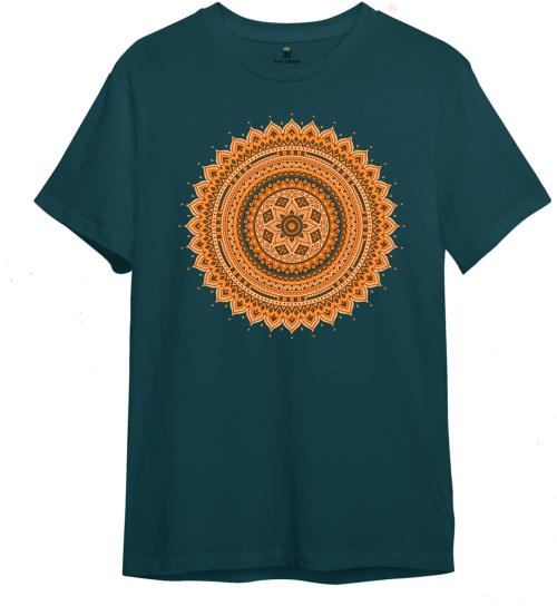 B & E Lifestyle Men Green Printed Pure Cotton Round Neck T-Shirt (S)