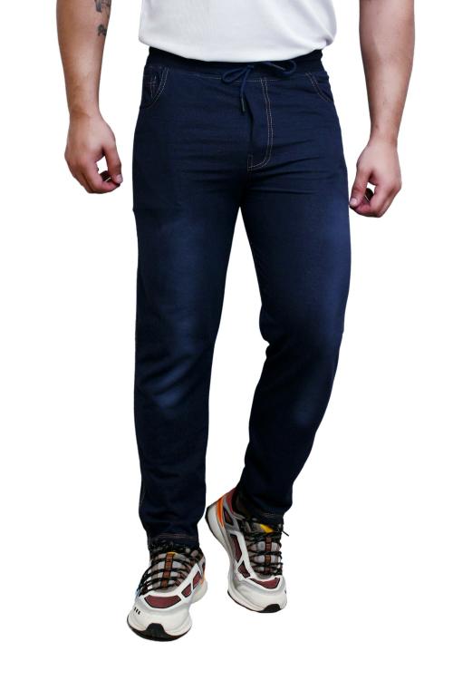 JETSON Men's Trendy Cotton Regular Denim Print Trackpant for Casual And Daily Wear Navy