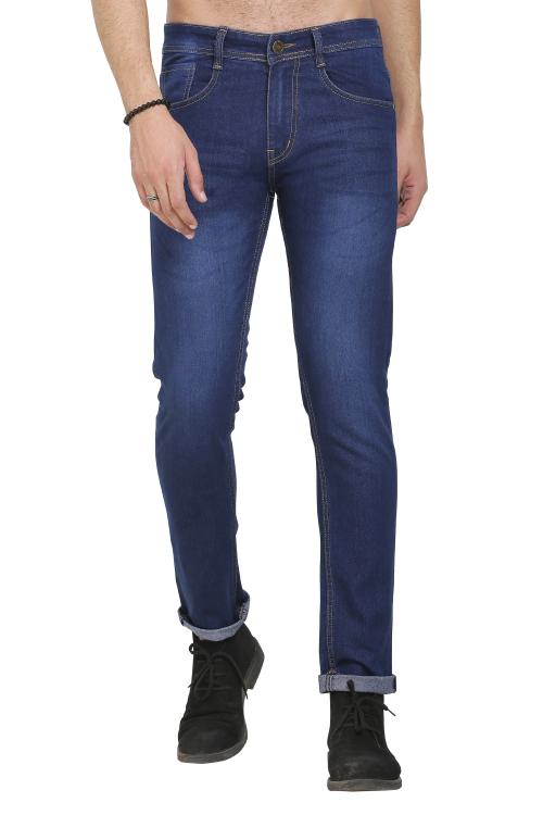 Sobbers Men's Denim Slim Fit Dark Blue Jeans JioMart