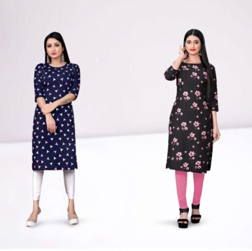 Chahat Fab Women Multicolor Printed Crepe Pack of 2 Kurtas | kurta | kurta women | kurta for women | kurtas